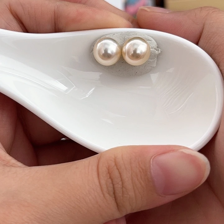 未镶嵌金珠小金豆对珠8-9m m海水珍珠