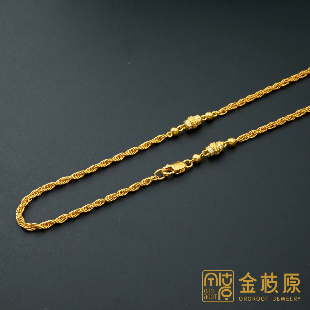 【金枝原】足金999 莫桑万能麻花链50cm