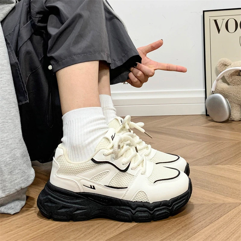 回力爆款厚底网面透气运动鞋2025秋季新款女款老爹鞋百搭休闲鞋女