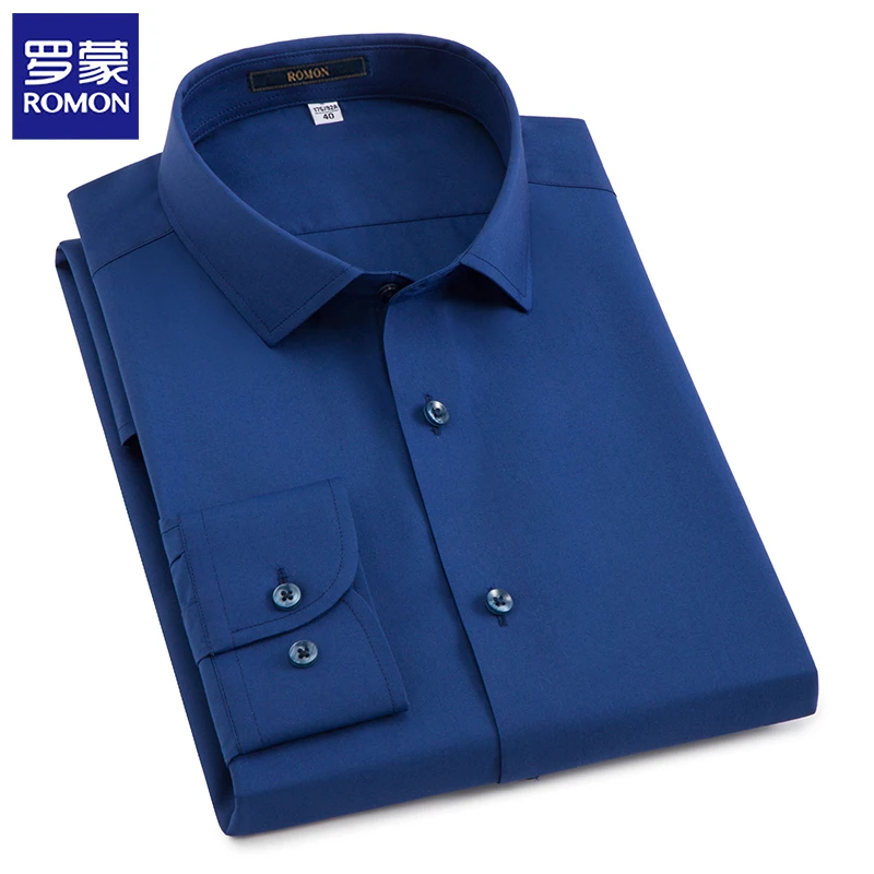 罗蒙轻奢夏季男士【莫代尔】纯色衬衫抗皱免烫商务休闲长袖短袖衬衣
