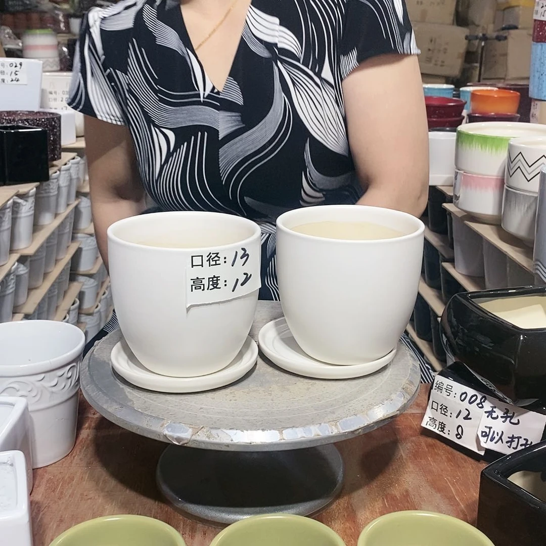 【闪购商品】微瑕花盆-2个白色带托盘