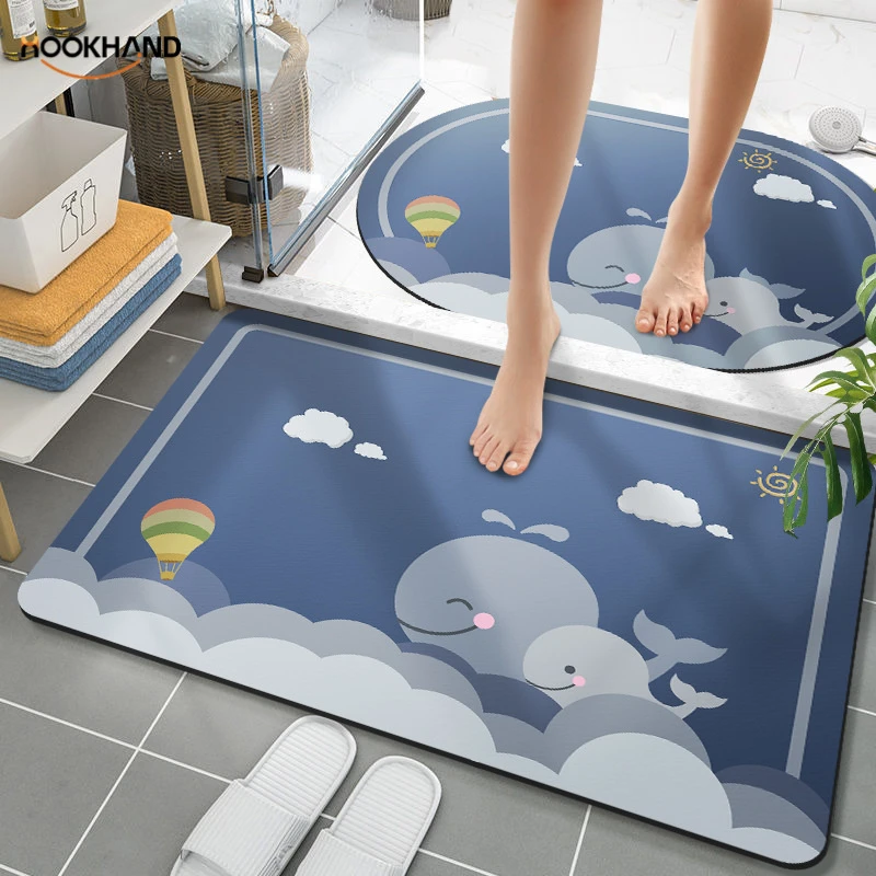 硅藻泥吸水地垫防滑软垫浴室卫生间门口脚垫家用洗手间橡胶小地毯