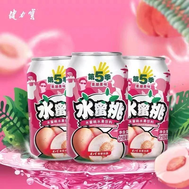 【罐罐装】健力宝第五季水蜜桃蜜橙口味果味饮料清爽好喝