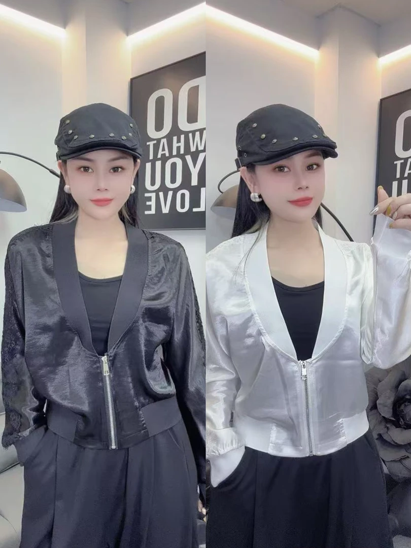 夏季防晒短款女褶皱短外套拼接开衫小香风女装设计师8978