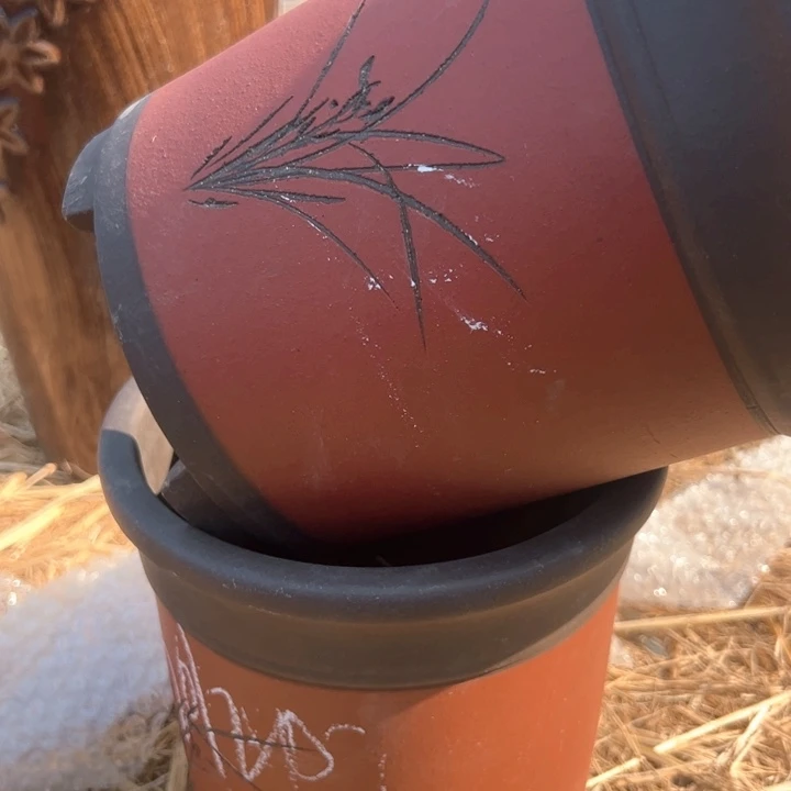 红陶紫砂兰花盆微瑕