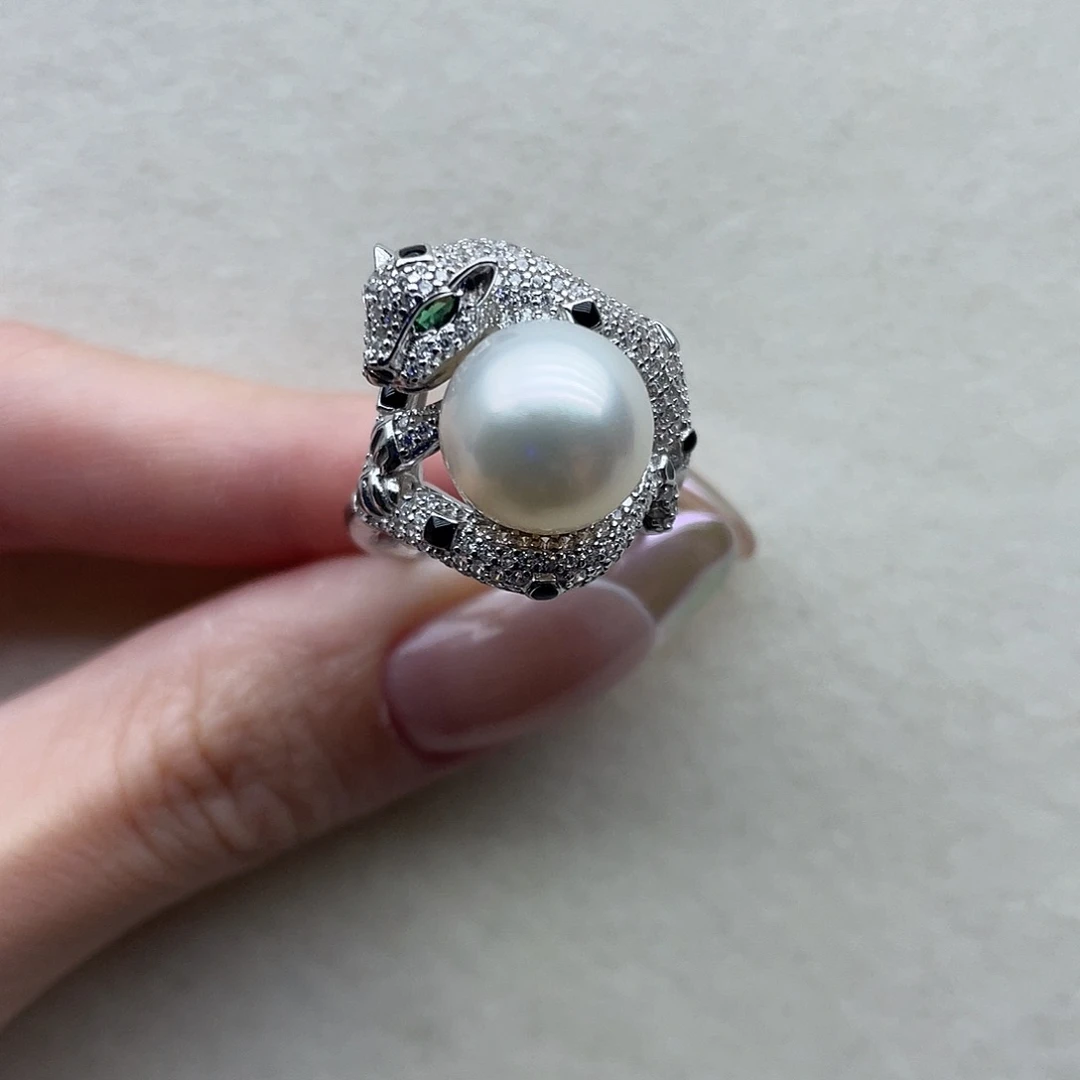 银S925镶嵌戒指68海水珍珠