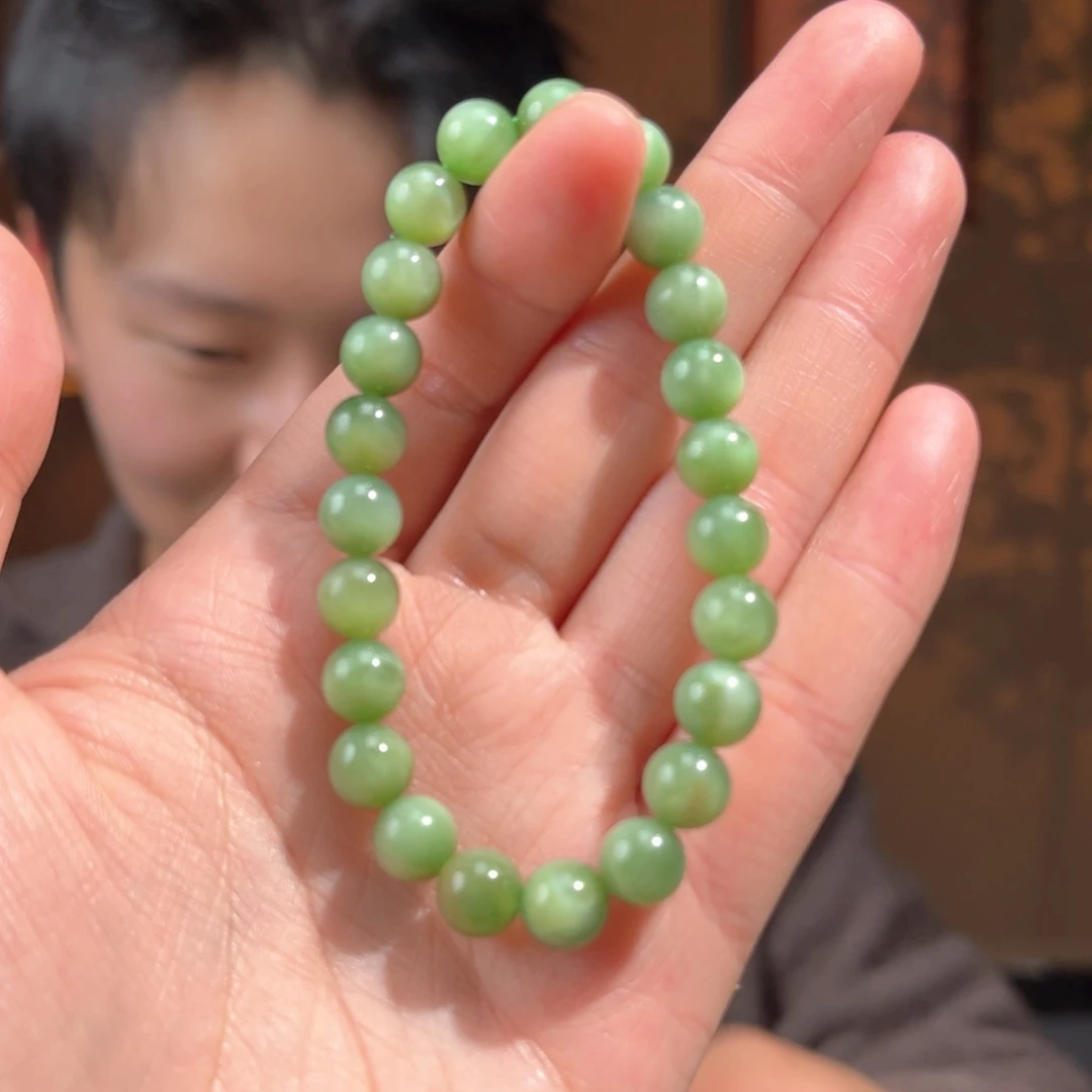 未镶嵌手串和田玉新疆黑羊洞猫眼8mm880