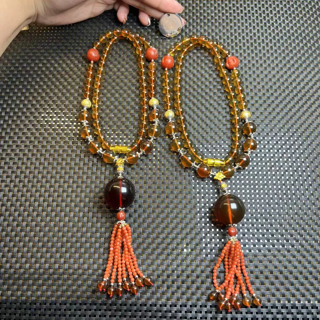 翡昱-SH23-14637-琥珀珠链颈饰/约8-25+/约61颗/多样性发其一C