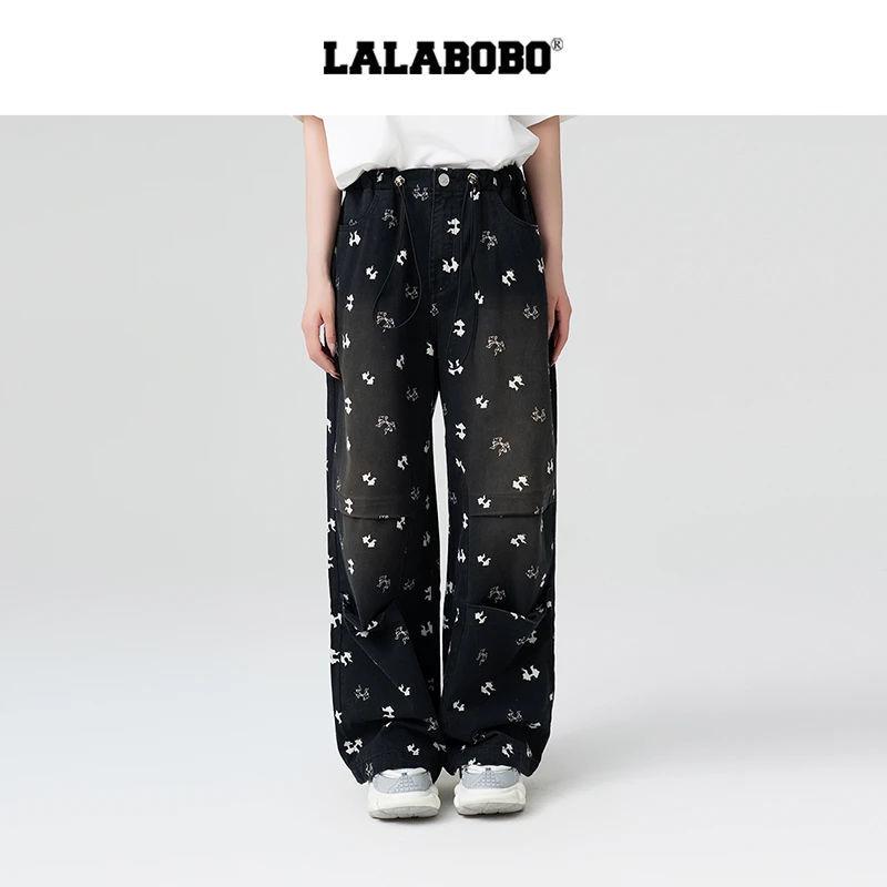 北京LABO25蛇年新款印花宽松显瘦牛仔裤LBEA-WXZC21