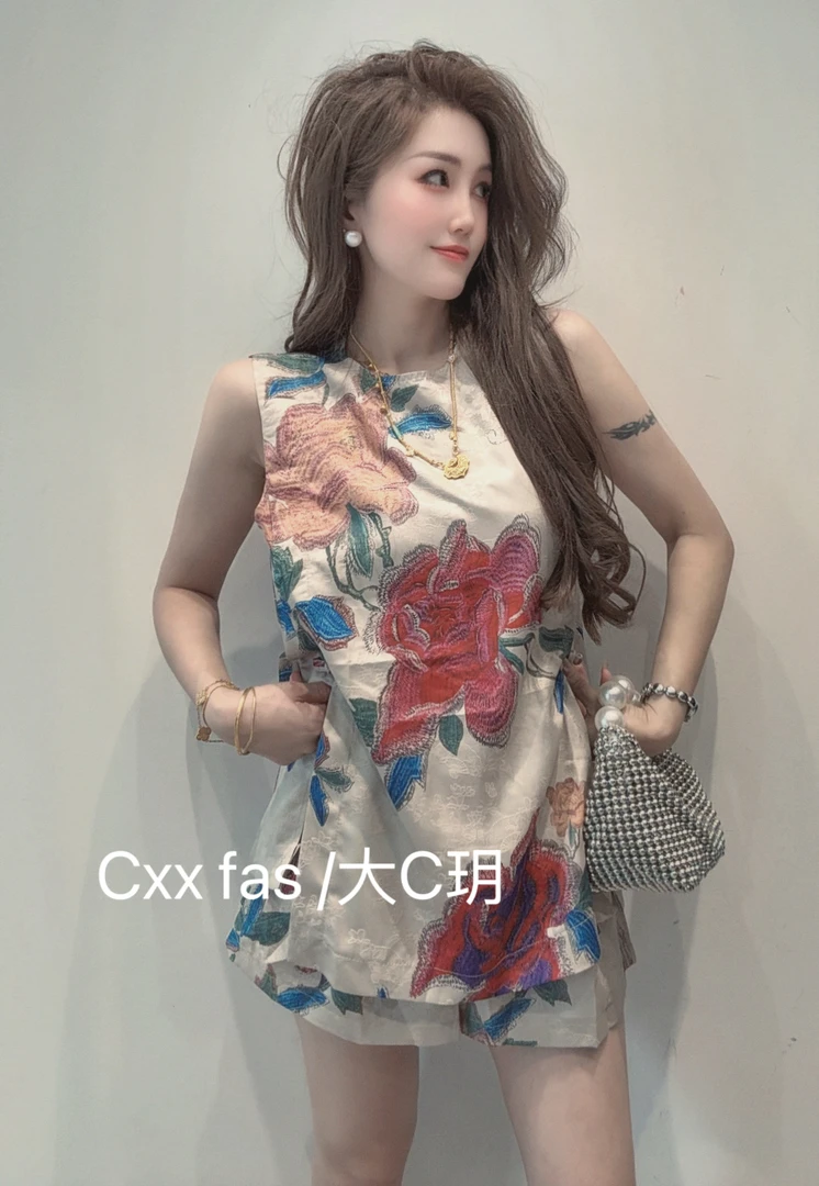 【CXX】新中式人丝中国风显瘦时尚夏季复古套装