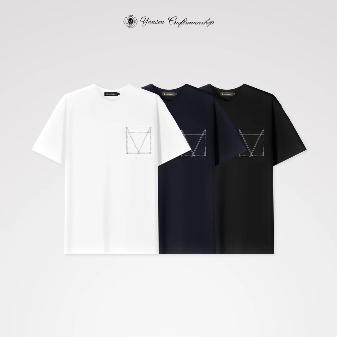【YanSen 25ss】极简系列/特殊刺绣明线口袋圆领短袖KI075