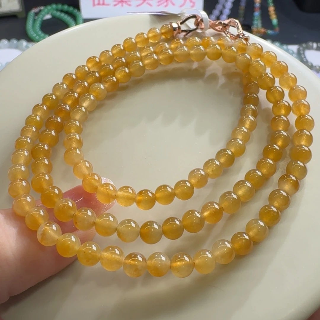 未镶嵌手链翡翠高冰金吉黄项链卡5 金灿灿！高货！巨漏！