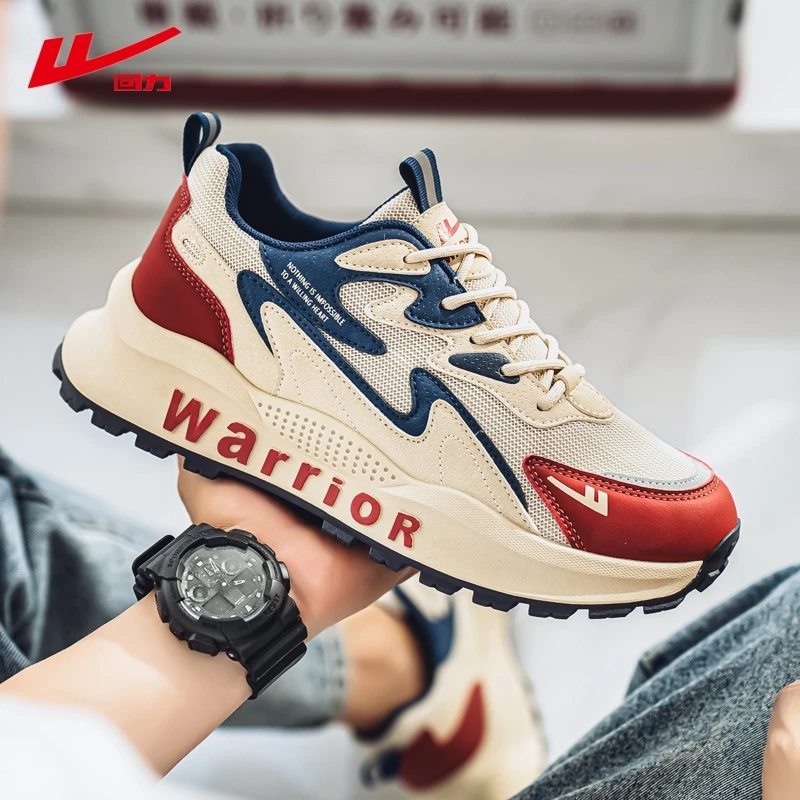 回力网面男鞋2025冬季新款男士透气阿甘鞋休闲百搭板鞋厚底增高鞋