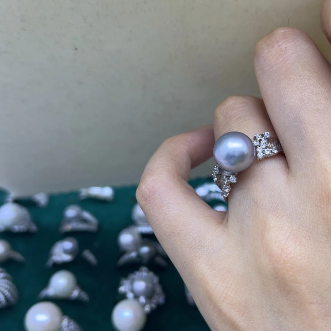 戒指银S925镶嵌海水珍珠