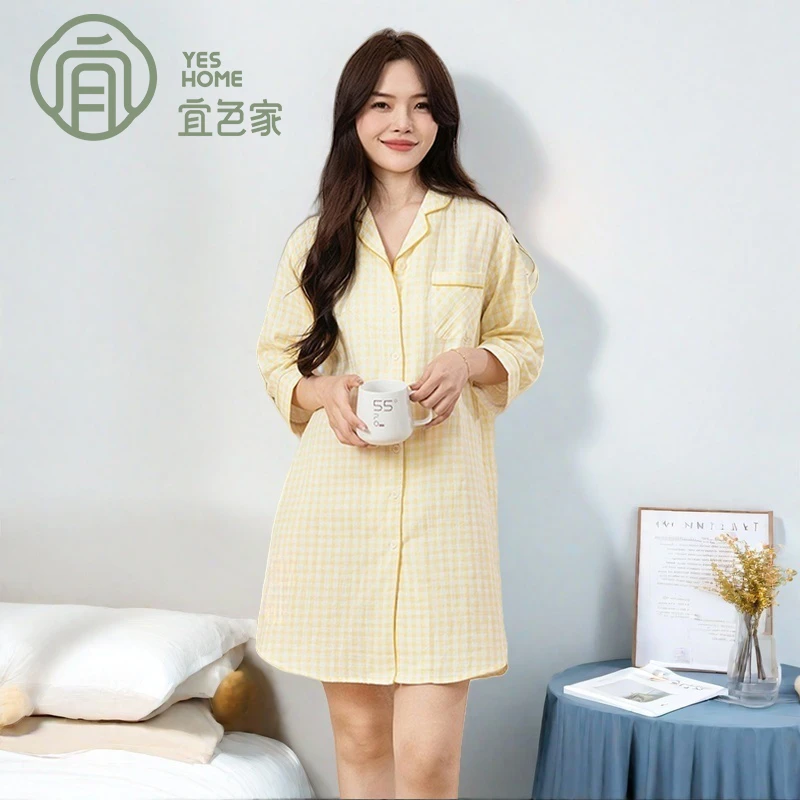 睡裙女士夏季女款爆款2025新款纯棉简约大码亲肤透气可外穿家居服