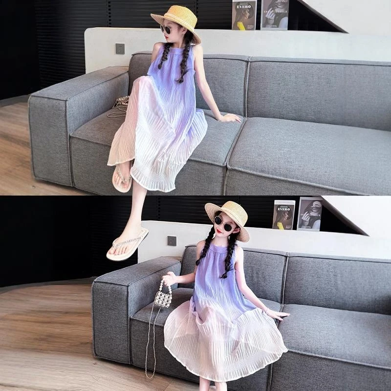 MK&UR.BV女童连衣裙夏季2025新款儿童吊带裙大童多巴胺小洋裙显瘦