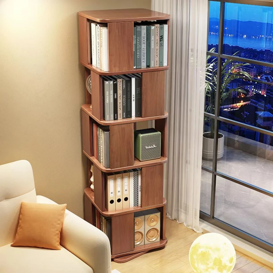 简约白色柜子复古风加高架子收纳架收纳旋转书架拆装