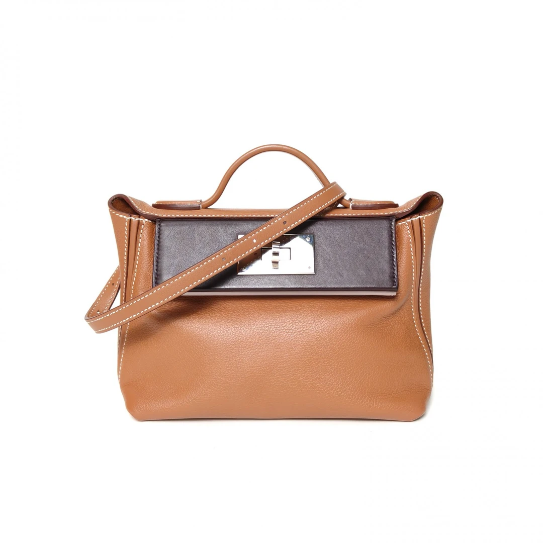 95新 Hermes/爱马仕 【黑黑】2424 mini 21 拼色 U刻 银扣