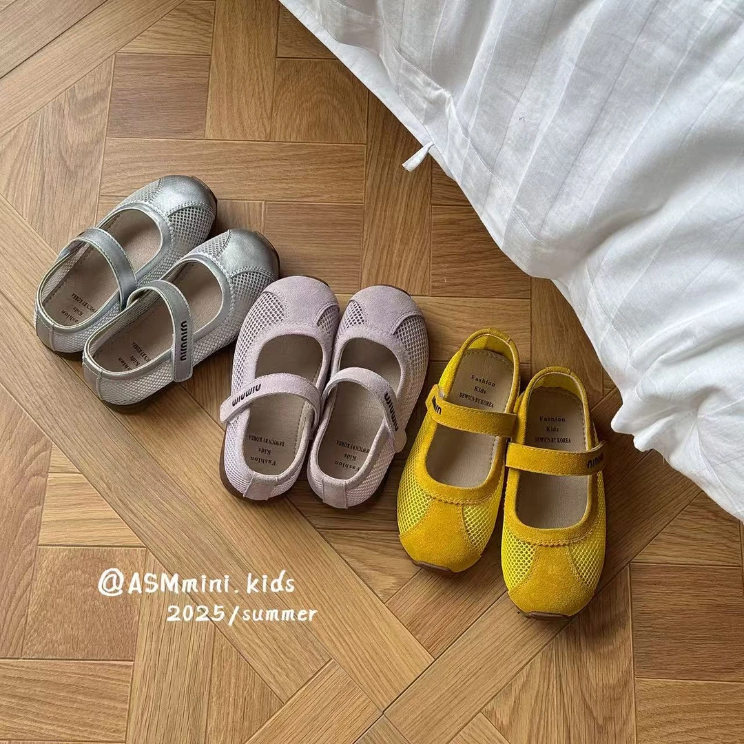 2025新款韩版女童薄底玛丽珍鞋夏季柔软网面透气浅口单鞋公主鞋