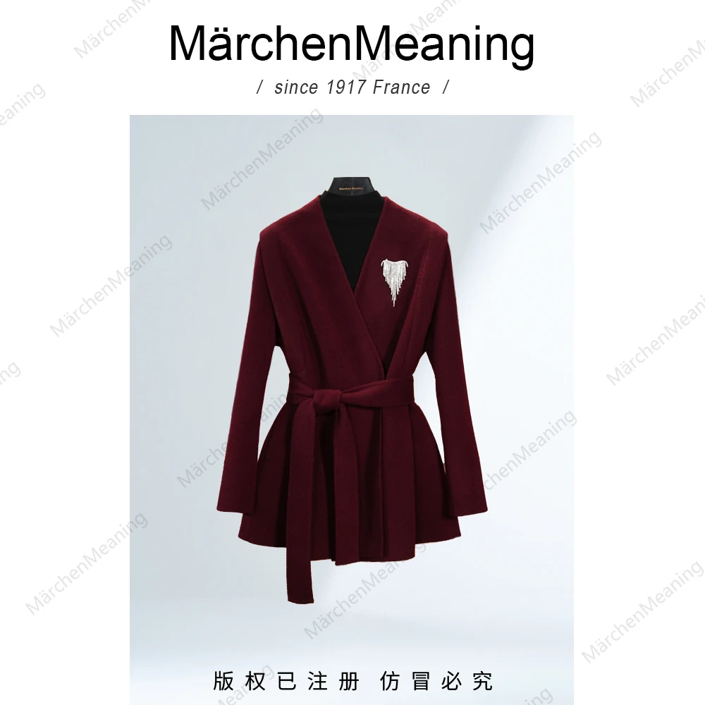 MärchenMeaning安哥拉红羊毛大衣高级定制气质设计师款外套wy