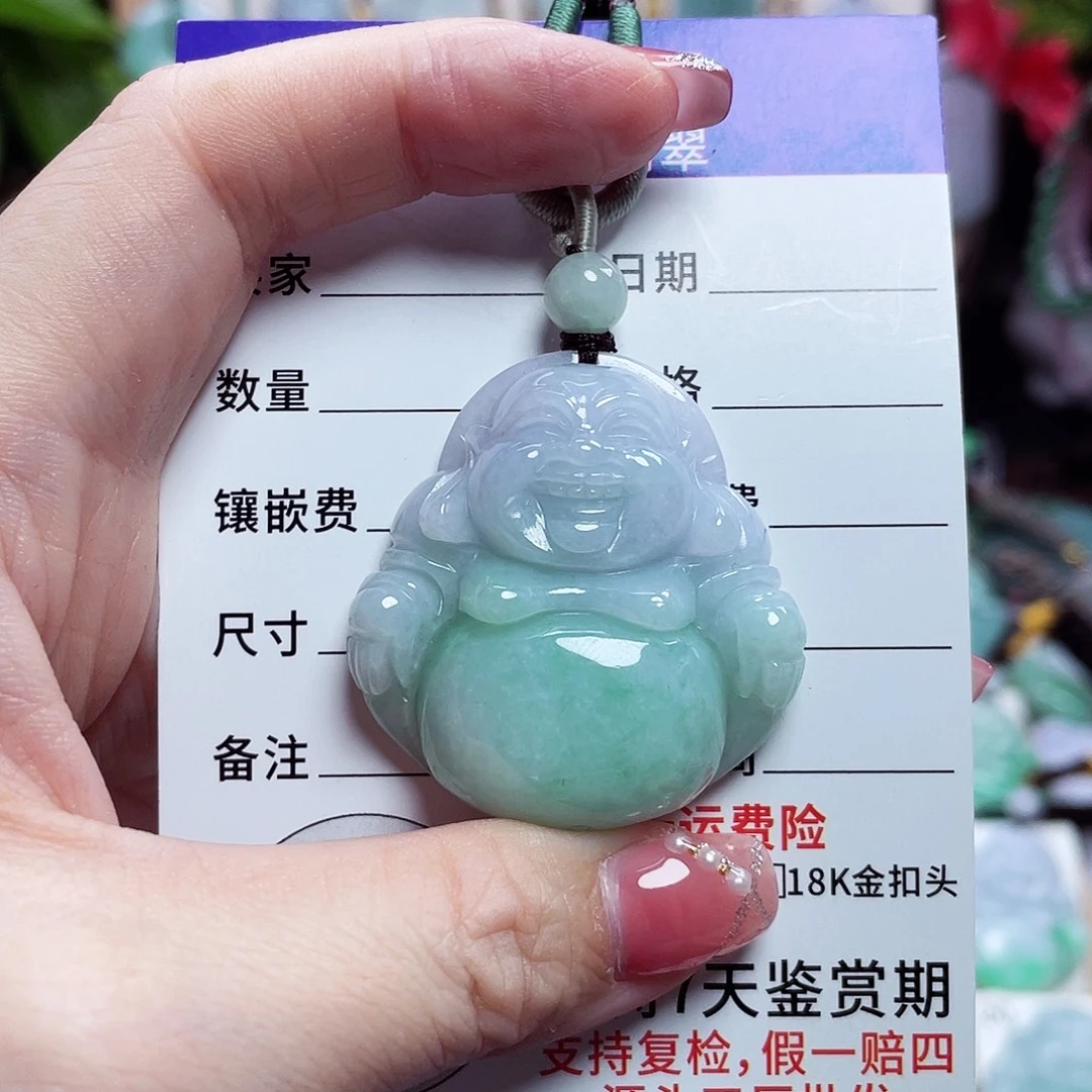 翡翠未镶嵌颈饰佛公35