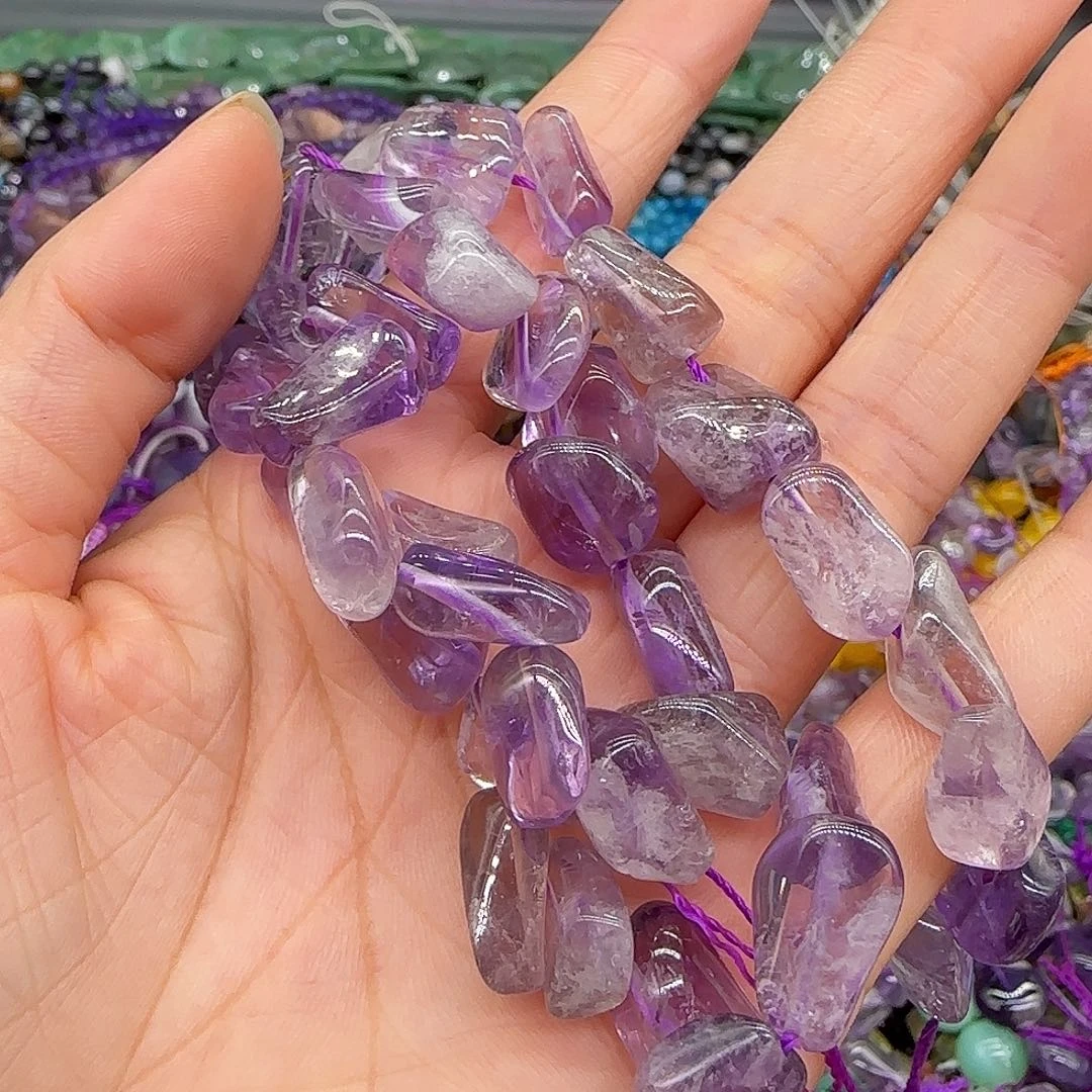 玛瑙/玉髓合金珠宝半成品紫幽灵随形8-10mm一条