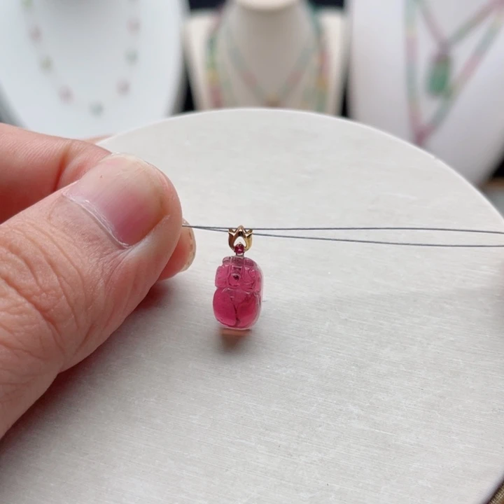 吊坠(不含链)18K金镶嵌碧玺碧玺吊坠