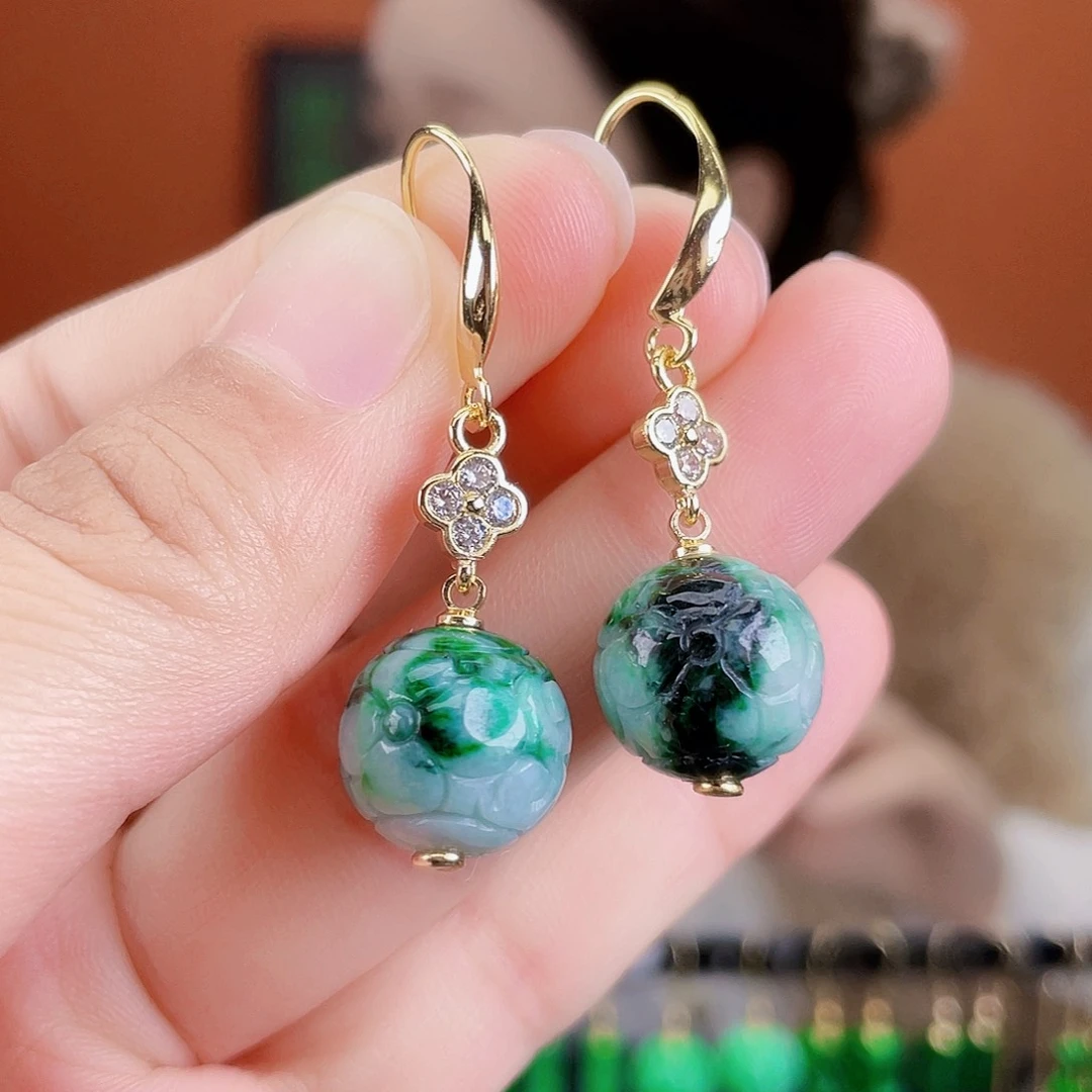 翡翠未镶嵌耳饰饰品