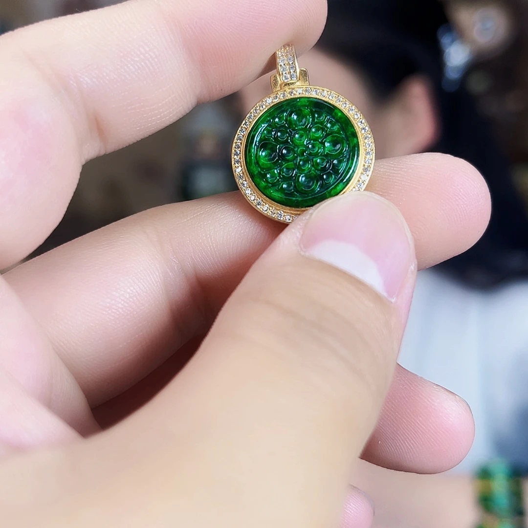 翡翠银S925镶嵌颈饰吊坠