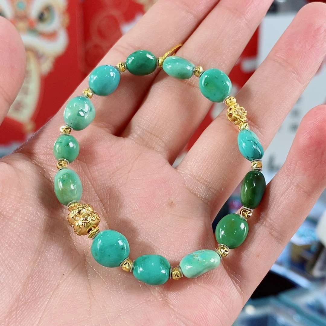 绿松石银S925镀金镶嵌珠宝奇石