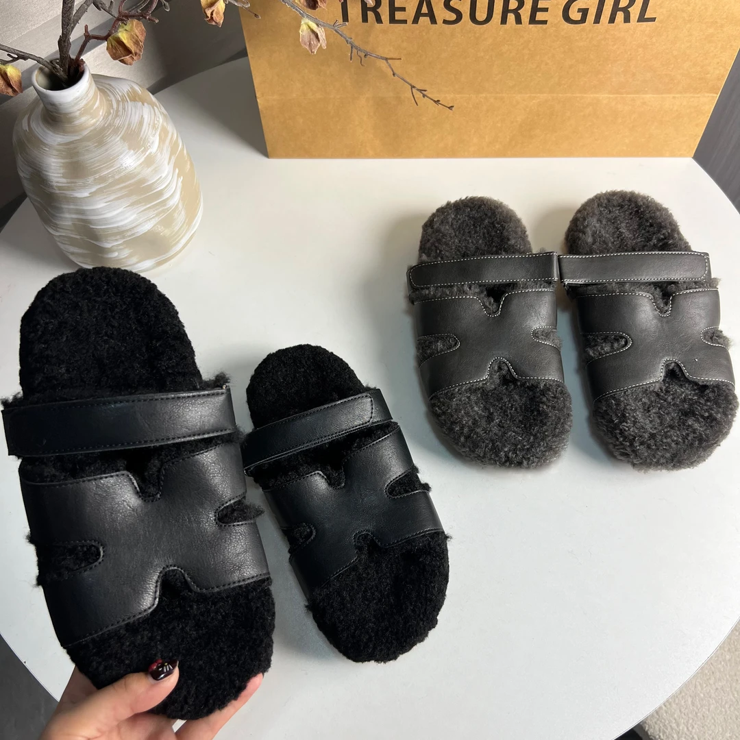 小众毛毛拖鞋女外穿2025复古松糕丑萌时尚舒适平底拖鞋懒人一字拖