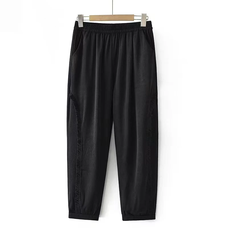 8062-中老年妈妈装春秋哈伦裤女黑色休闲裤女裤【菲】