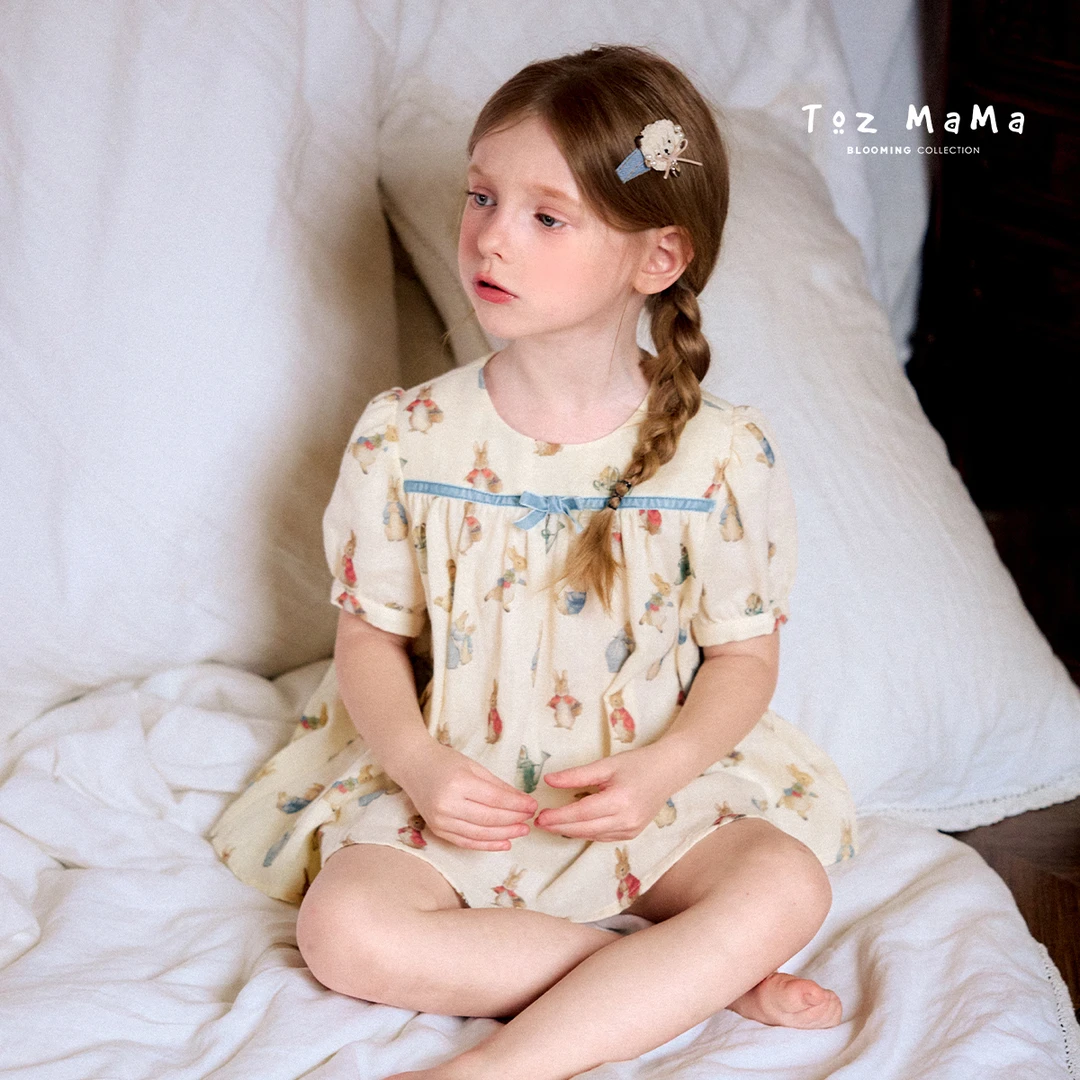 TozGirls豆几妈5/16彼得兔联名纱布家居服女童上衣短裤套装夏