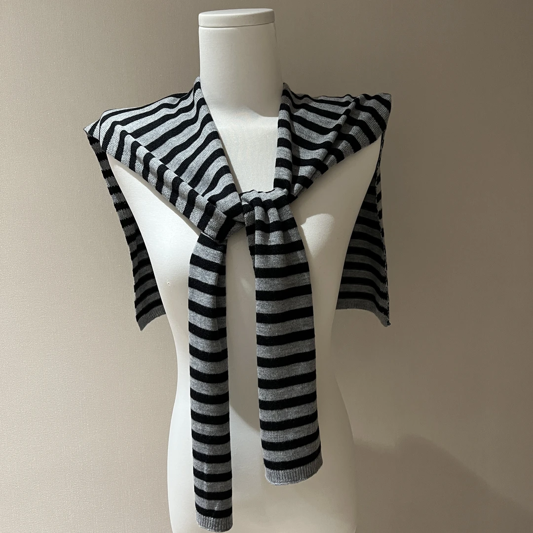 外搭小坎肩黑白装饰针织披肩防晒条纹披肩女