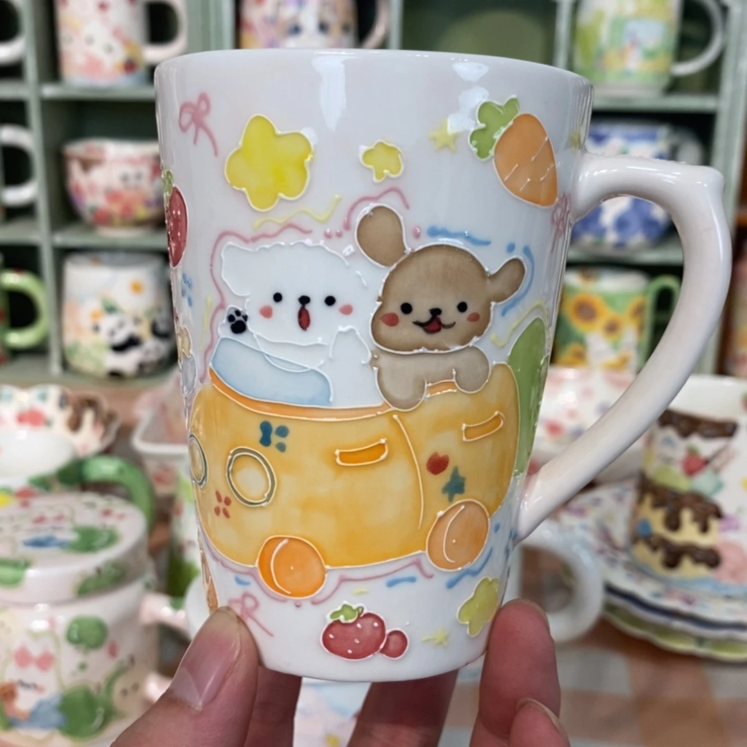 J****瓷片线条小狗马克杯