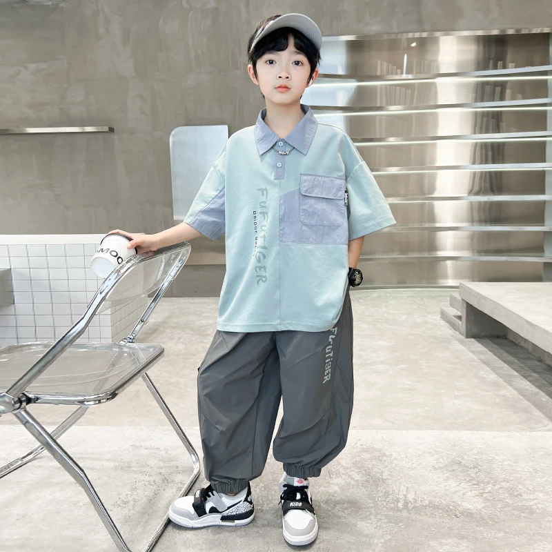 男童夏季速干套装2025新款夏装中大儿童短袖潮【百纳】B5098