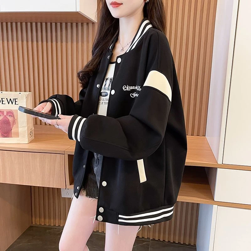 秋冬短款女装字母刺绣美式棒球服外套女春秋款学生学院风休闲复