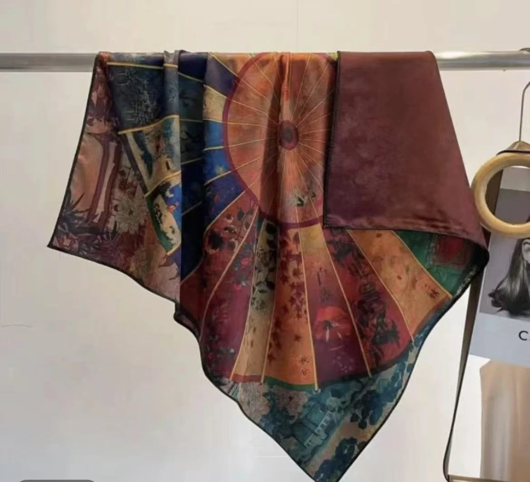 香云纱时尚百搭双面花萝国风提花气质方巾