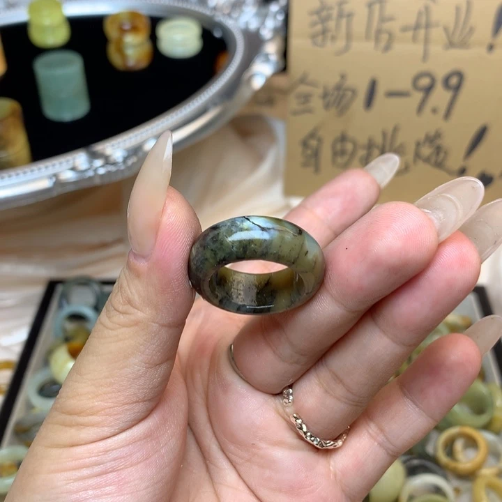 ****️合金蛇纹石玉戒指