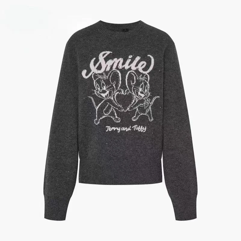 猫和老鼠烫钻毛衣针织衫2563