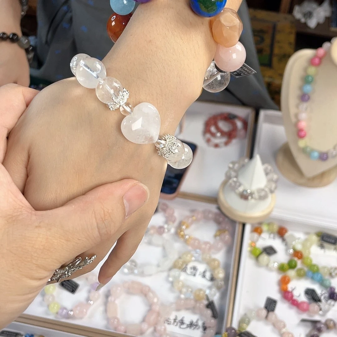 水晶手链银S925镀金镶嵌