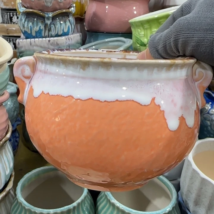 凑9块包邮，有孔，陶瓷花盆