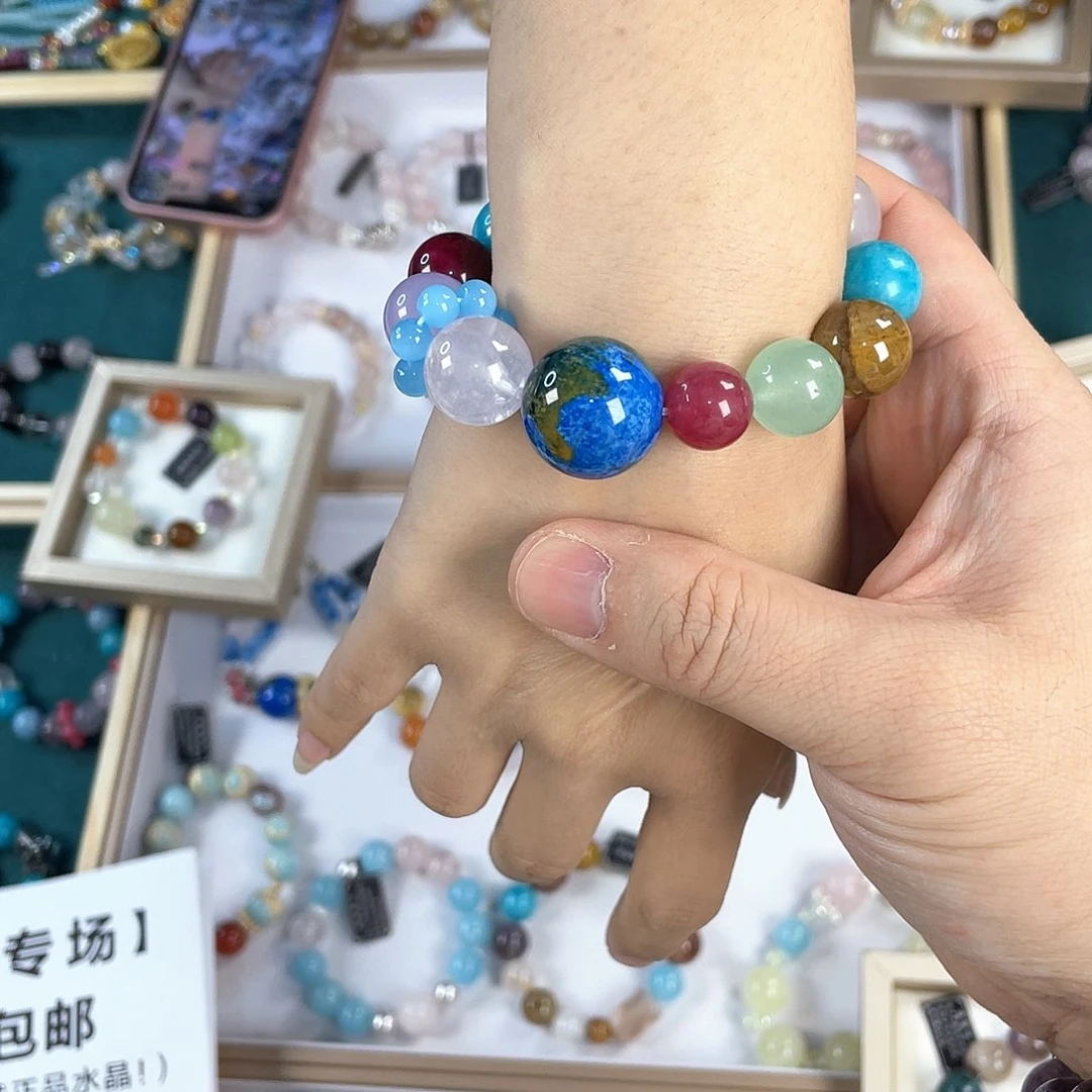 水晶手链银S925镀金镶嵌