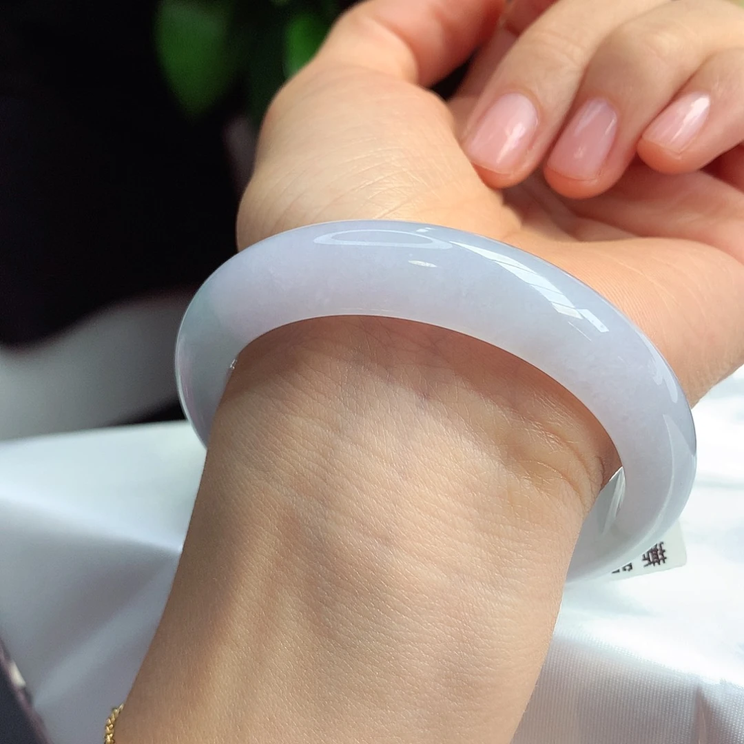 未镶嵌手镯翡翠53-54圈口完美粉紫强推25号