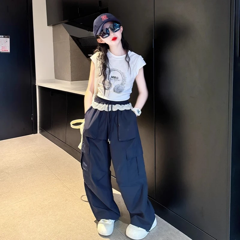 女童夏季套装薄款2025新款女大童酷飒风洋气夏装短袖潮酷穿搭童装