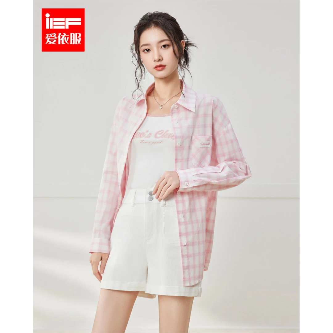 IEF/爱依服2025夏季新款韩版甜美休闲风时尚宽松百搭中衬衫上衣