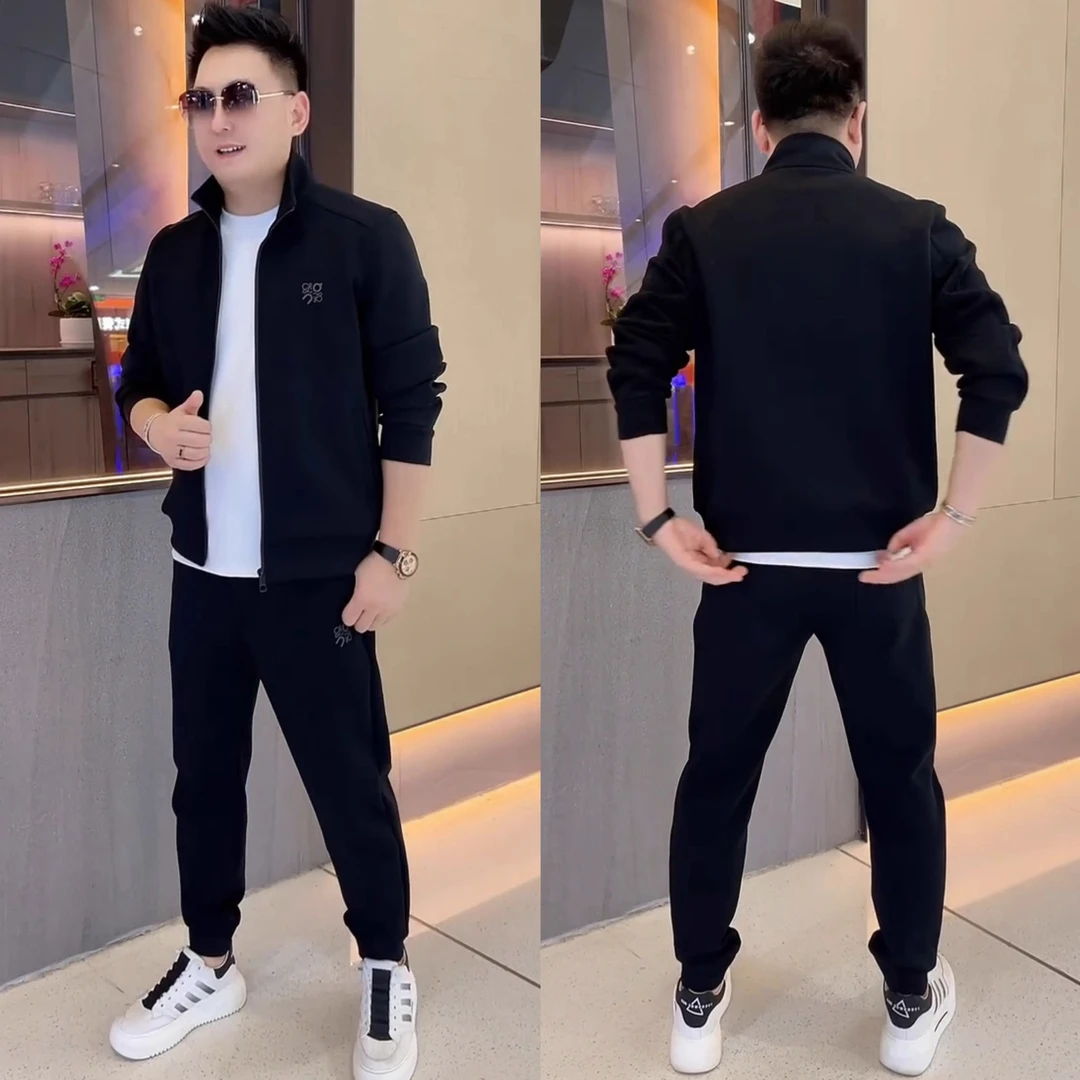 春季新款潮流时尚百搭休闲运动套装男士高档百搭外套休闲裤两件套