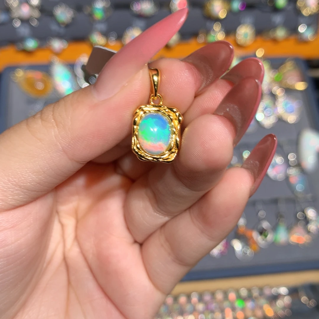 银S925镶嵌欧泊欧泊福利吊坠l