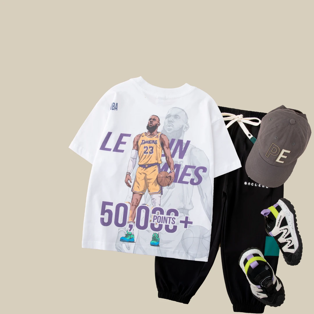 儿童夏款短袖T恤2025新款男童潮流时尚运动T恤BX5275华子童装