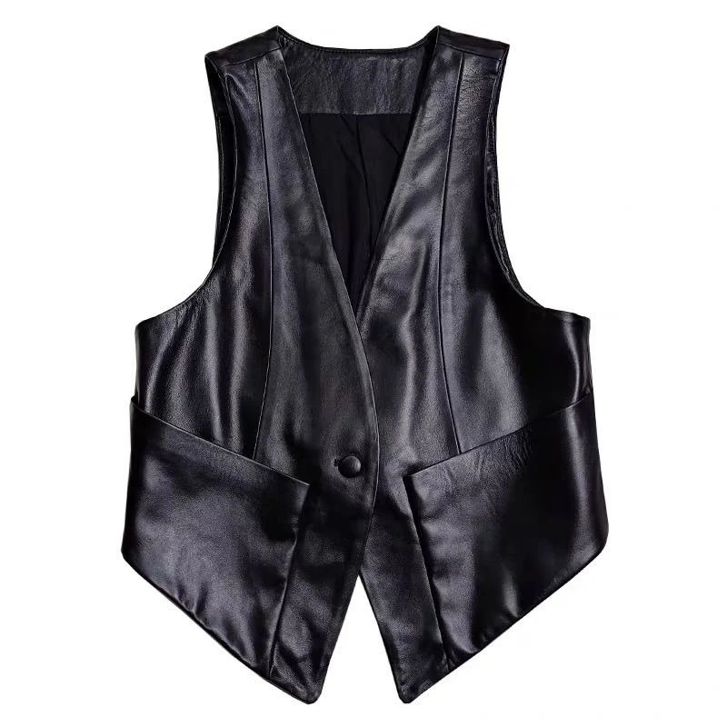 2025时尚爆款春秋新款真皮绵羊皮休闲时尚百搭女士马夹